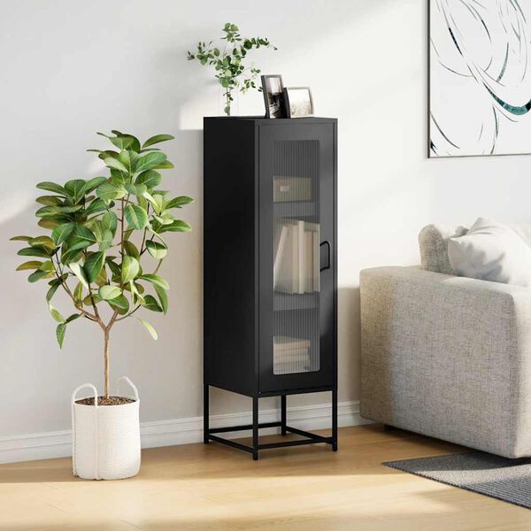 vidaXL Highboard Schwarz 36x39x123 cm Kaltgewalzter Stahl