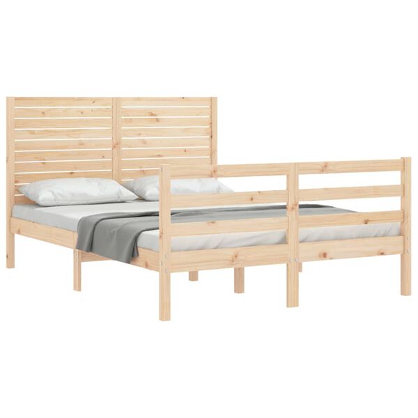 vidaXL Massivholzbett mit Kopfteil 120x200 cm