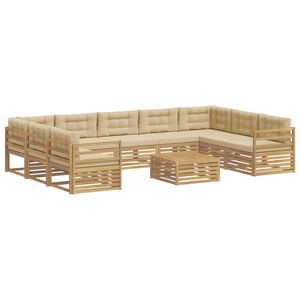 vidaXL Outdoor-Sofagarnitur 10 Stk. Wei&szlig; und Beige Polyester