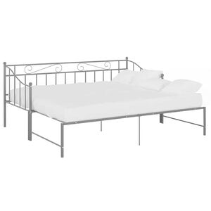 vidaXL Ausziehsofa Bettgestell Grau Metall 90x200 cm