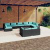 vidaXL 10-tlg. Garten-Lounge-Set mit Kissen Schwarz Poly Rattan