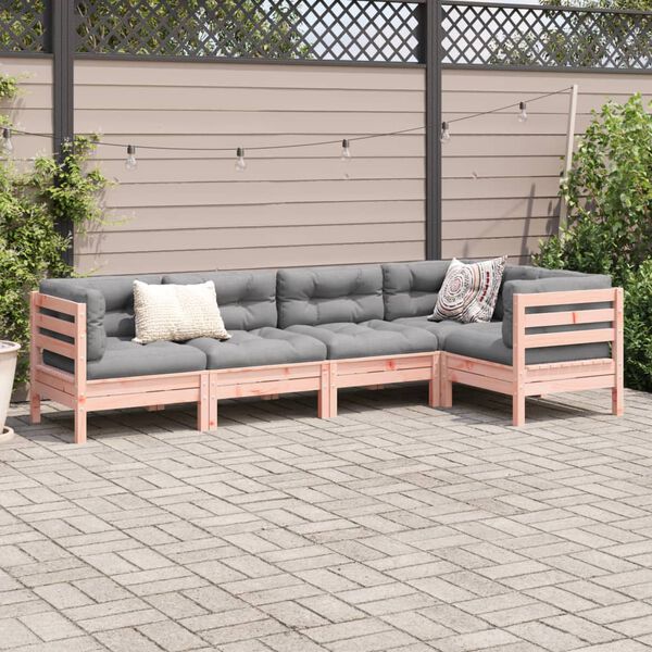 vidaXL 5-tlg. Garten-Sofagarnitur mit Kissen Massivholz Douglasie