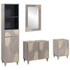 vidaXL Badezimmerschrank-Set 4 Stk. Grau Massivholz Mango