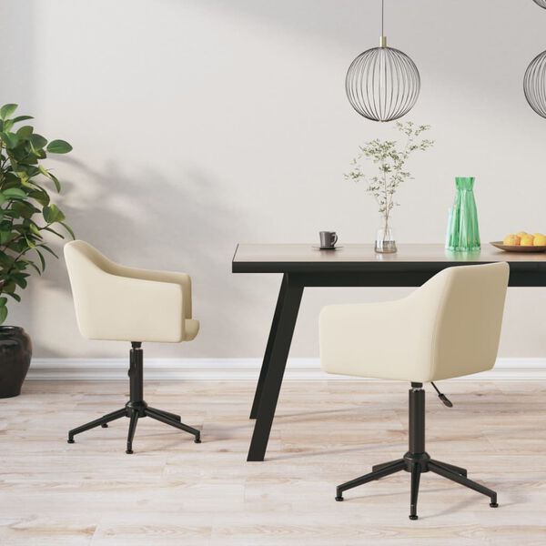 vidaXL Esszimmerst&uuml;hle 2 Stk. Drehbar Creme Samt