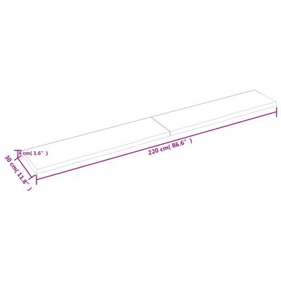 vidaXL Waschtischplatte Dunkelbraun 220x30x(2-4)cm Massivholz