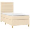 vidaXL Boxspringbett mit Matratze & LED Creme 90x190 cm Stoff