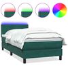 vidaXL Boxspringbett mit Matratze & LED Dunkelgr&uuml;n 100x210 cm Samt