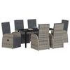 vidaXL Garten Essgruppe mit Kissen 7 pcs Grau Poly-Rattan