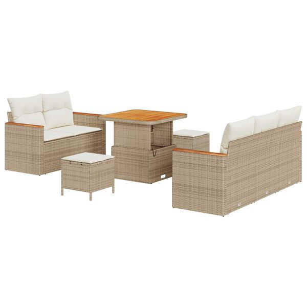 vidaXL Gartensofa-set mit Kissen 10 pcs Beige und Creme Poly-Rattan