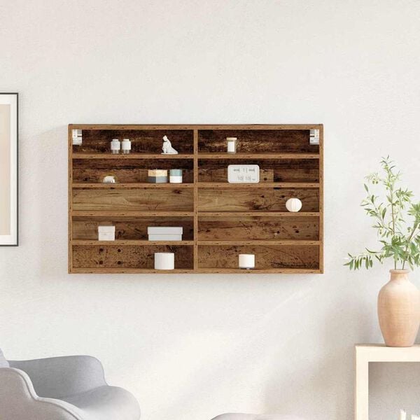 vidaXL Vitrine mit Regal Altholz 100 x 15 x 58 cm Holzwerkstoff