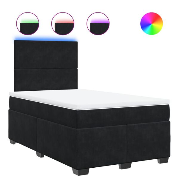 vidaXL Boxspringbett mit Matratze Schwarz 120x190 cm Samt