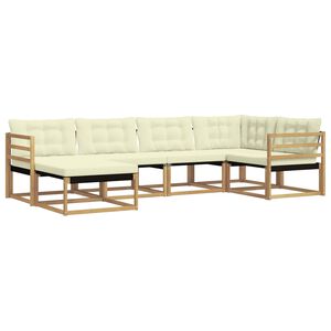 vidaXL Outdoor-Sofagarnitur 6 stk. Wei&szlig; und Creme Massivholz Akazie