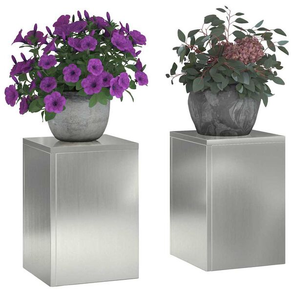 vidaXL Pflanzenst&auml;nder 2 pcs Silber 24 x 24 x 35 cm Verzinkter Stahl