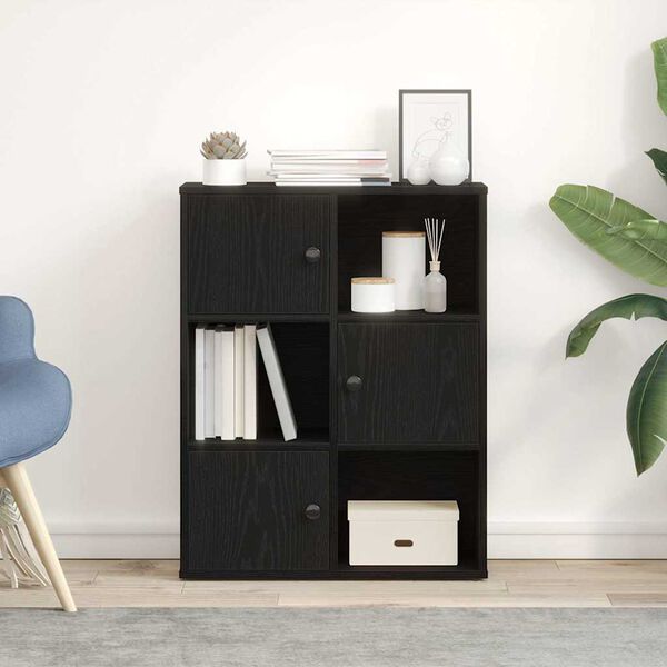 vidaXL B&uuml;cherregal Schwarz Eichen-Optik 60x24x76,5 cm Holzwerkstoff