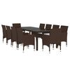 vidaXL 11-tlg. Garten-Essgruppe Poly Rattan Braun