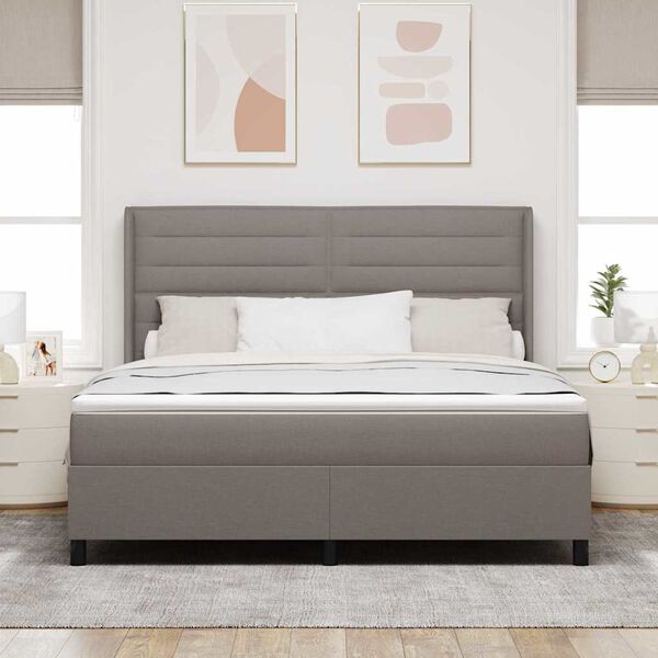 vidaXL LED Boxspringbett mit Matratze Taupe 180 x 200 cm Stoff