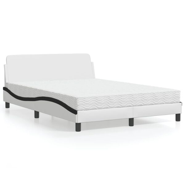 vidaXL Bett mit Matratze "Dover" Wei&szlig; und Schwarz 140x190 cm Kunstleder