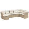 vidaXL 8-tlg. Garten-Sofagarnitur mit Kissen Beige Poly Rattan