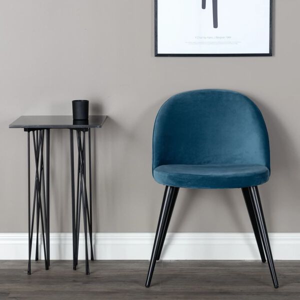 Venture Home Esszimmerst&uuml;hle 2 Stk. Velvet Samt Schwarz und Blau
