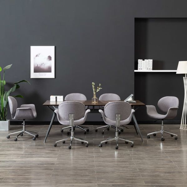 vidaXL Drehbare Esszimmerst&uuml;hle 6 Stk. Grau Stoff