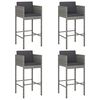 vidaXL Barhocker 4 Stk. mit Kissen Grau Poly Rattan