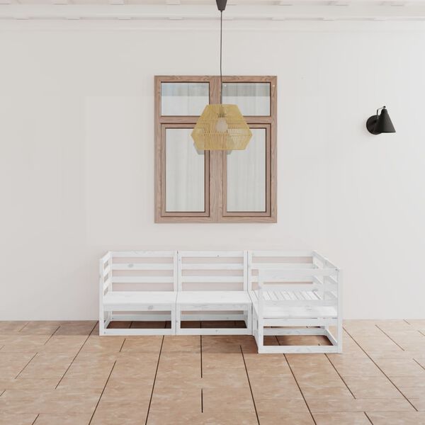 vidaXL 4-tlg. Garten-Lounge-Set Wei&szlig; Massivholz Kiefer