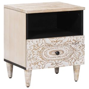 vidaXL Bettkasten mit Schubladen Wei&szlig; 40 x 33 x 46 cm Massivholz Mango