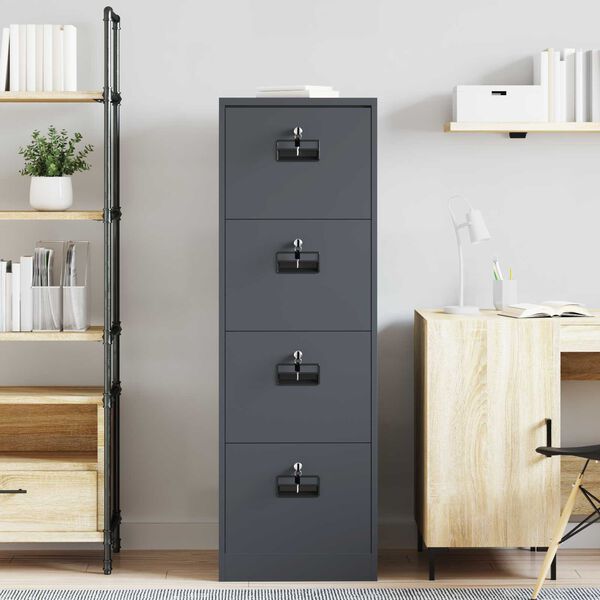 vidaXL Aktenschrank Anthrazit 45,5 x 42 x 139 cm Kaltgewalzter Stahl