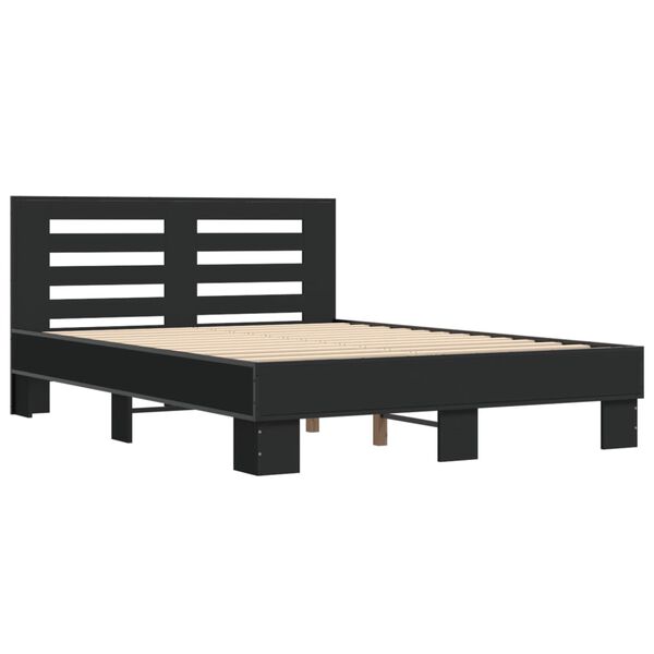 vidaXL Bettgestell Schwarz 140x190 cm Holzwerkstoff und Metall