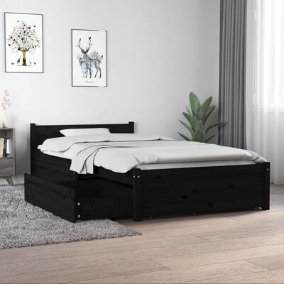 vidaXL Bett mit Schubladen Schwarz 90x190 cm