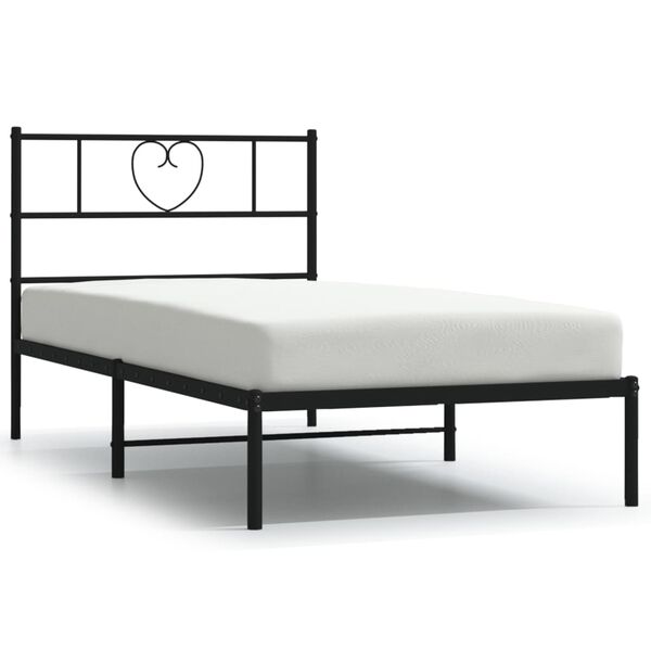 vidaXL Bettgestell mit Kopfteil Metall Schwarz 75x190 cm