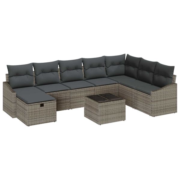 vidaXL Garten-Sofa-Set 9 pcs Grau 55 x 62 x 69 cm Poly Rattan