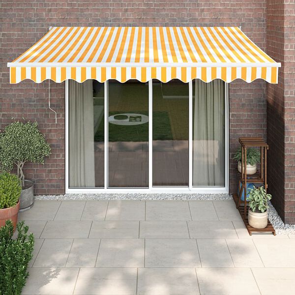 vidaXL Markise Einziehbar Gelb und Wei&szlig; 3,5x2,5 m Stoff und Aluminium