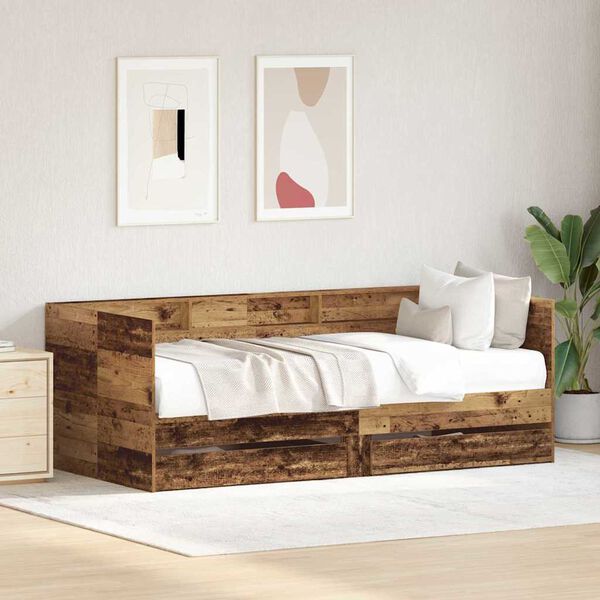 vidaXL Tagesbett mit Kopfteil Altholz 75 x 190 cm Holzwerkstoff