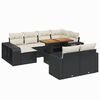 vidaXL 11-tlg. Garten-Sofagarnitur mit Kissen Schwarz Poly Rattan