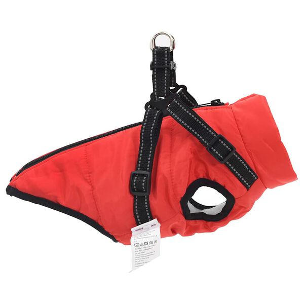 vidaXL Hundemantel mit Geschirr Rot S Fleece und Polyester