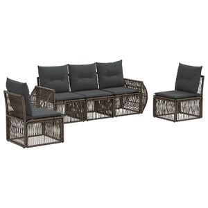vidaXL Gartensofa-set 5 stk. Grau und Dunkelgrau Poly-Rattan