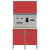 vidaXL Werkbank mit Schubladen 5 pcs Rot Ingenieure Holz und Stahl