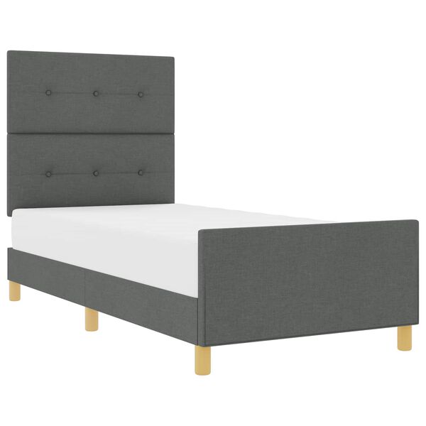 vidaXL Bettgestell mit Kopfteil Dunkelgrau 90 x 190 cm Stoff