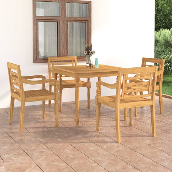 vidaXL 5-tlg. Garten-Essgruppe Massivholz Teak