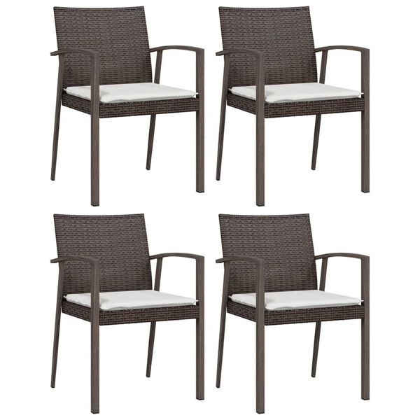 vidaXL 5-tlg. Garten-Essgruppe mit Kissen Poly Rattan und Stahl