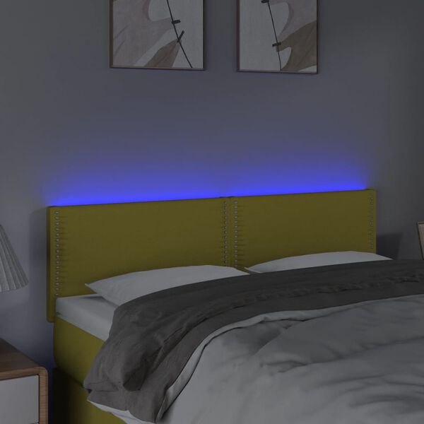 vidaXL LED Kopfteil Gr&uuml;n 144x5x78/88 cm Stoff