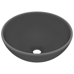 vidaXL Luxus-Waschbecken Rund Matt Dunkelgrau 32,5x14 cm Keramik