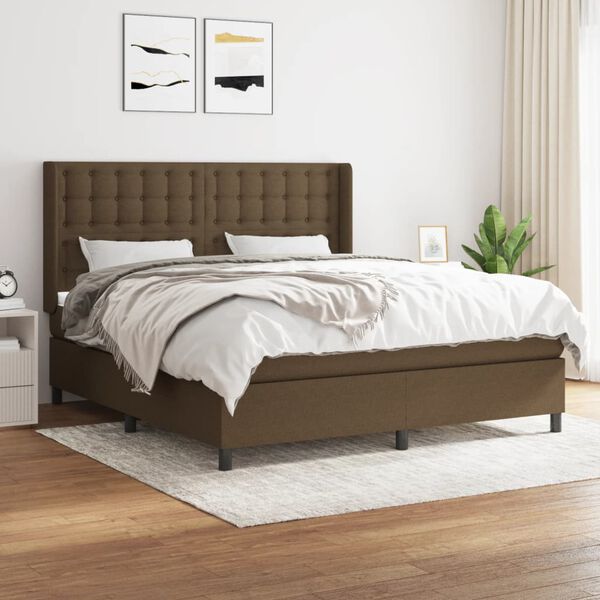 vidaXL Boxspringbett mit Matratze Dunkelbraun 160x200 cm Stoff