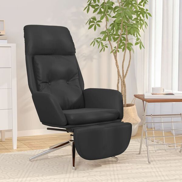 vidaXL Relaxsessel mit Fu&szlig;st&uuml;tze Schwarz Echtleder & Kunstleder