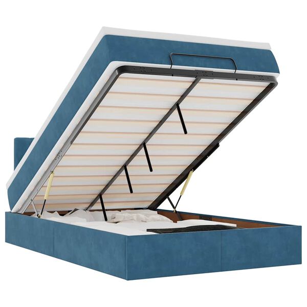 vidaXL Ottoman-Bett mit Matratze Dunkelblau 120x190 cm Samt