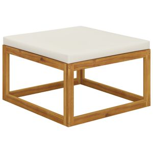 vidaXL Hocker mit Cremewei&szlig;em Kissen Massivholz Akazie