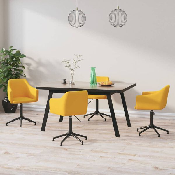 vidaXL Esszimmerst&uuml;hle 4 Stk. Drehbar Gelb Samt