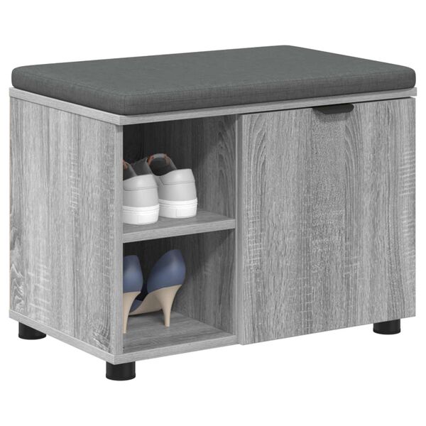 vidaXL Flurbank mit Kissen Uni Graues Sonoma 60 x 38 x 46 cm