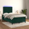 vidaXL Boxspringbett mit Matratze & LED Dunkelgr&uuml;n 120x200 cm Samt